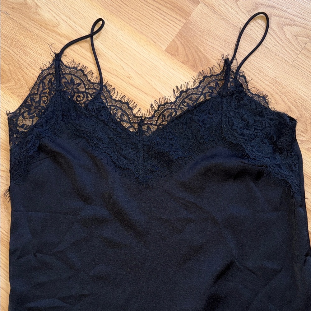 Vintage Timing Black Lace Trim Cami Top Tank Small 90s Size Small - Picture 2 of 6
